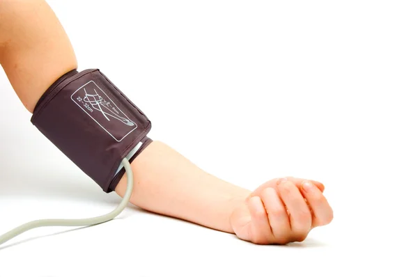 O paciente está medindo a pressão arterial — Fotografia de Stock