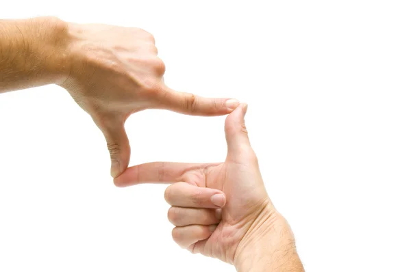 Moldura do dedo no fundo branco — Fotografia de Stock
