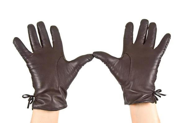 Černé rukavice na rukou — Stock fotografie