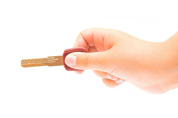 Key in hand on white background — Stock Photo, Image