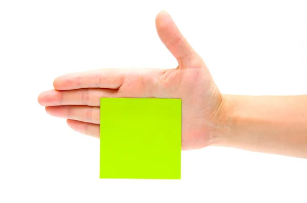 Note paper on a palm — Stock Photo, Image