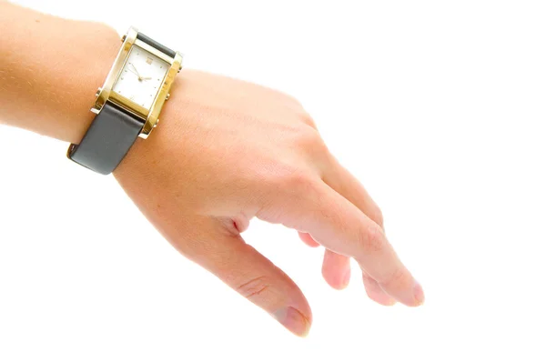 Reloj en la mano femenina — Foto de Stock