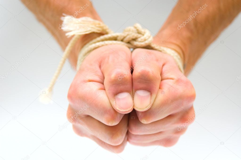 Tied male hands