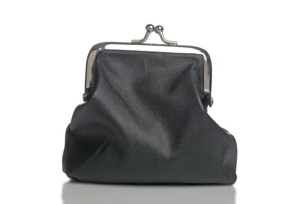 Schwarze Handtasche auf weißem Hintergrund — Stockfoto