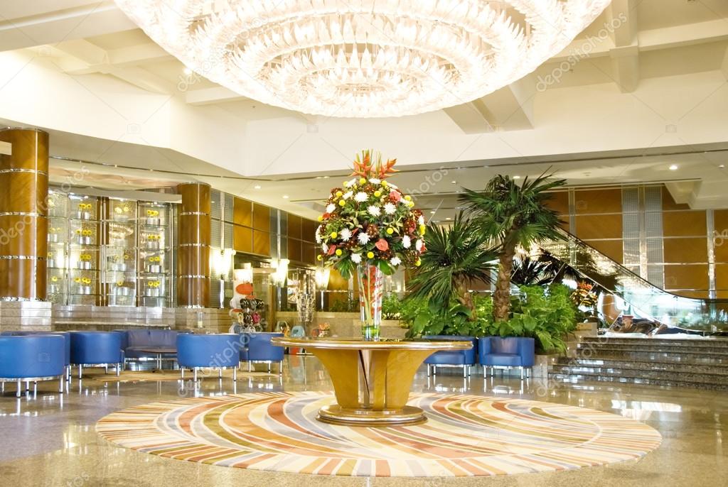 Luxury hotel lobby reception area