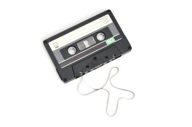 Retro teyp kaseti beyaz zemin üzerine