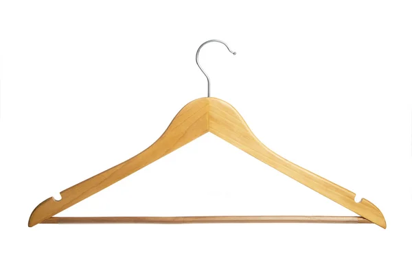 Wooden hanger on white background — Stock Photo, Image