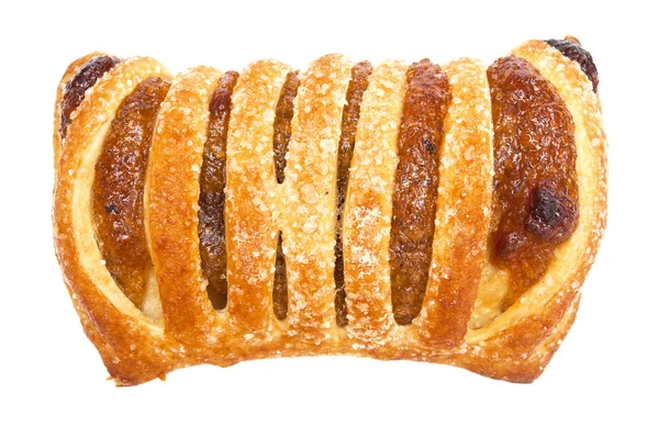 Fresh baked bun closeup on white background — Stock Photo, Image