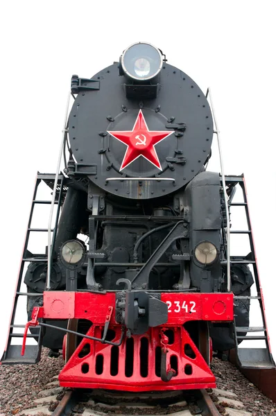 Retro Sovjet-stoomlocomotief — Stockfoto