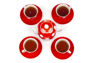 çay ve çay potu beyaz zemin üzerine