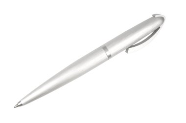 Beyaz arkaplanda gümüş kalem