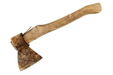 eski paslı balta üzerinde beyaz izole