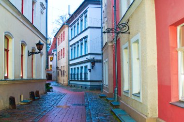 eski riga kentin dar sokak. Letonya, Avrupa