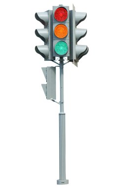Beyaz arkaplanda trafik ışığı