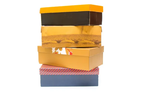 Eski Ayakkabı kutuları isoloated beyaz