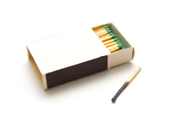 Match box and burnt match — Stock Photo, Image