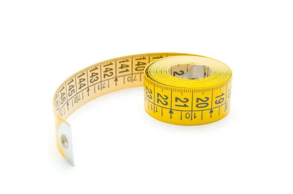 Fita métrica amarela em isolado — Fotografia de Stock