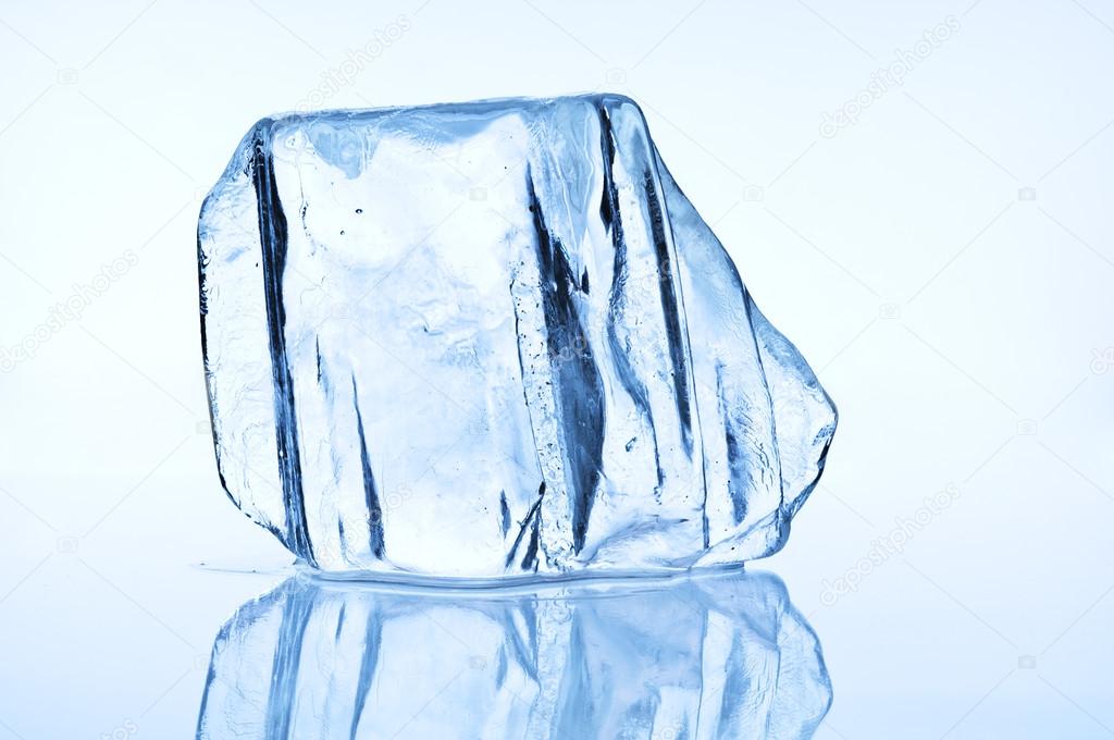 Melting blue ice block