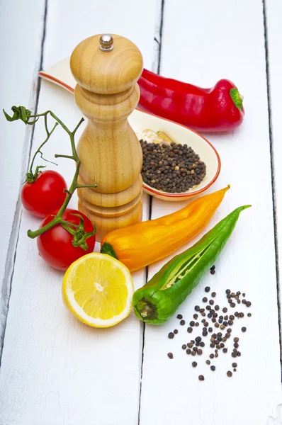 Fresh vegetables on wooden table — Stock Photo, Image