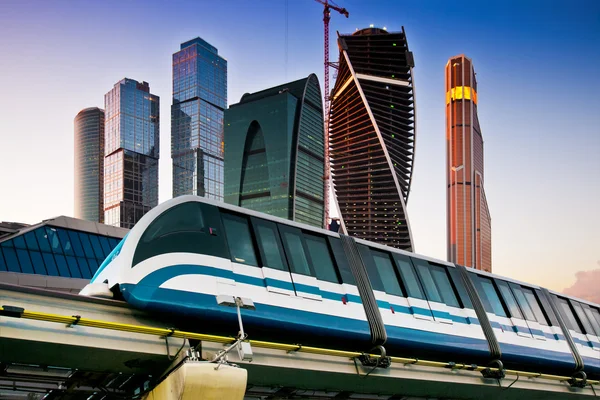 Skyscrapers and monorail train — Stock Photo, Image