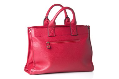 beyaz zemin üzerine kırmızı kadın çanta 