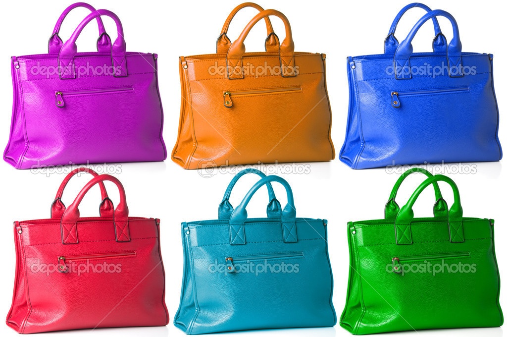 Multicolor woman bags isolated on the white background 