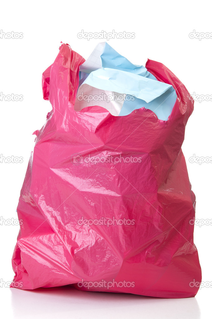 Red bag of garbage