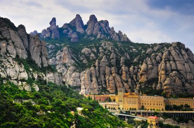 Montserrat Monastery  in the mountains clipart