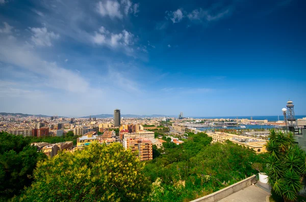 Aerial view of Barcelona from Montjuic hill — Stock Photo, Image