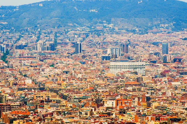 Aerial view of Barcelona from Montjuic hill — Stock Photo, Image