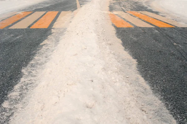 Pedestrian Crossing Snow Cover Winter — Fotografia de Stock