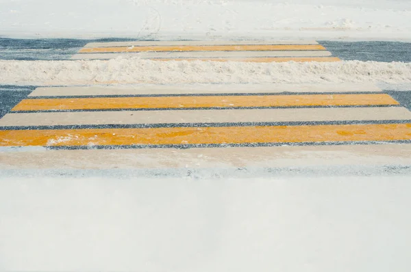 Pedestrian Crossing Snow Cover Winter — Fotografia de Stock