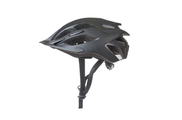 白い背景に分離された黒の自転車のヘルメット — ストック写真