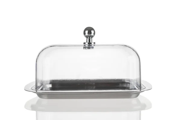 Empty Butter Dish Close Isolated White Background — ストック写真