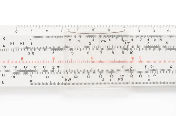 Retro Slide Ruler Close White Background — ストック写真