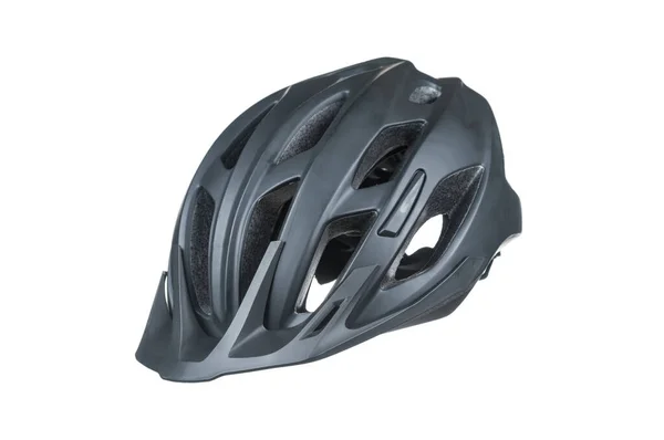 白い背景に分離された黒の自転車のヘルメット ロイヤリティフリーのストック画像