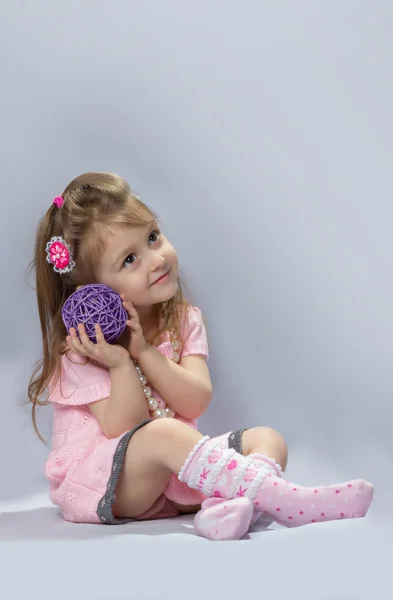 Girl with ball — Stock Photo, Image