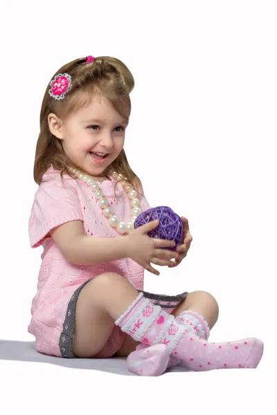 Girl with ball — Stock Photo, Image