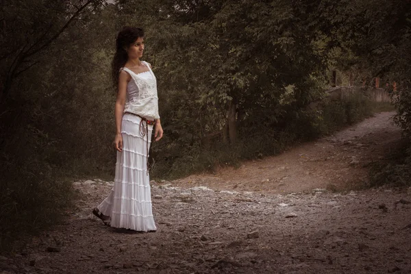 Woman in white — Stock Photo, Image