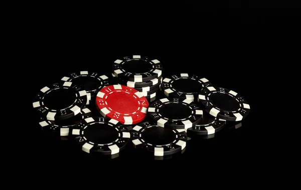 Chips Recibidos Como Resultado Ganar Una Combinación Exitosa Casino Suerte — Foto de Stock