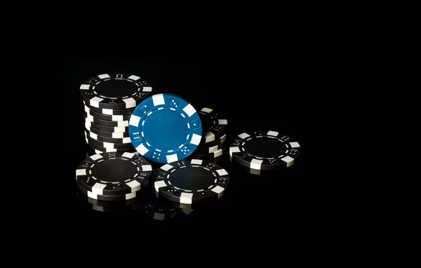 Pile Chips Received Result Winning Successful Combination Casino Poker Club — Stock Photo, Image