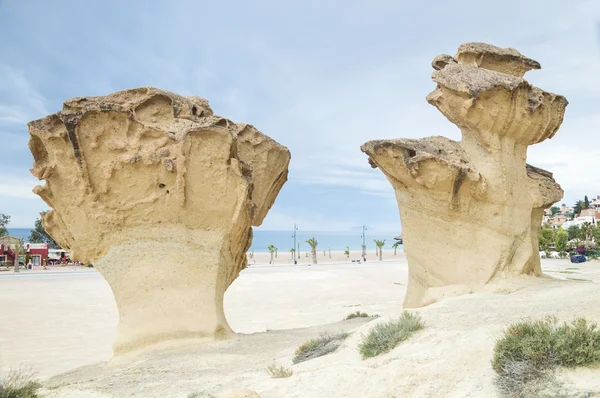 Stenar skulpterad av vind nära mazarron, Spanien — Stockfoto