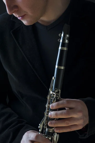 Musician and clarinet — Stock Photo, Image