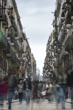 turistler yakın las ramblas, Barselona, İspanya, Avrupa
