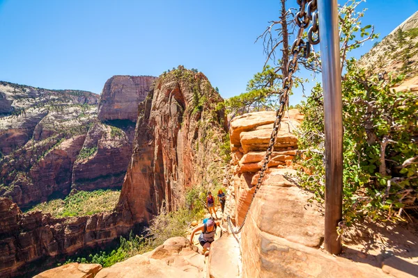 Egyedülálló hegyi úgynevezett angyalok leszállás a zion nemzeti park — Stock Fotó