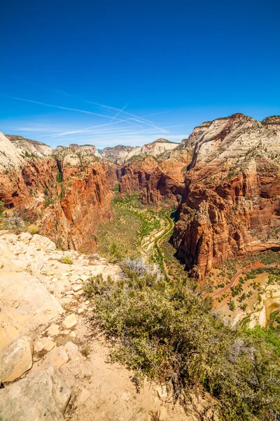 Krásný výhled na kaňon v národním parku zion. — Stock fotografie
