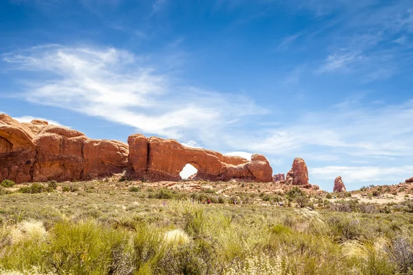 Északi ablak az arches nemzeti park, utah — Stock Fotó