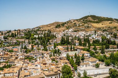 Tarihi Granada şehir manzarası Alhambra sarayları kompleksinden, Endülüs, İspanya