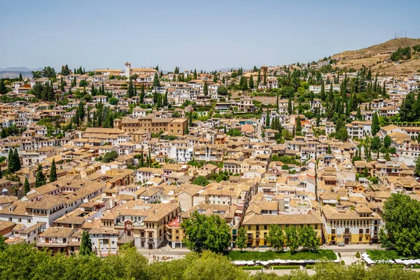 Historisch Granada Stadsgezicht Gezien Vanuit Alhambra Paleizen Complex Andalusië Spanje — Stockfoto