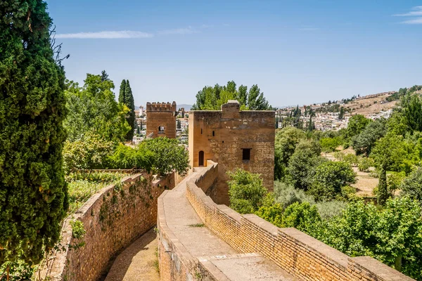 Mauern Des Maurischen Palastkomplexes Alhambra Granada Spanien — Stockfoto